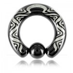 Anneau boule acier noir laser Carthage