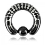 Anneau boule acier noir laser Delphes