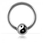 Anneau boule acier logo Yin Yang