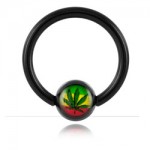Anneau boule acier noir logo Rasta
