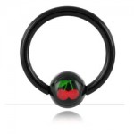 Anneau boule acier noir logo Cerises