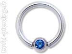 Anneau boule strass acier