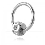Anneau acier avec hexagone strass