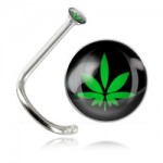 Stud de nez acier logo Cannabis fond noir