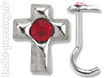 Stud de nez argent Croix et Strass