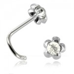 Stud de nez argent Fleur et Strass