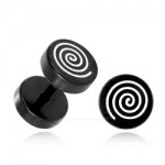 Faux plug d\'oreille acier noir logo Spirale