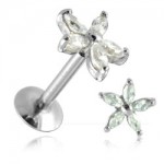 Micro labret acier vis interne Fleur de Cristal