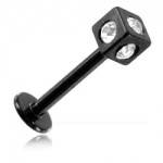 Micro labret acier noir d� multi strass