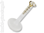 Micro labret bioplast avec Zirconium 1.5mm griff� Or 14 carats