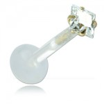 Micro labret BioSafe Zirconium Carr� 3mm griff� Or 14 carats