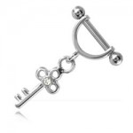 �trier acier avec pendentif Cl� et strass