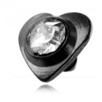 Coeur acier noir avec strass pour micro-dermal 1.2mm