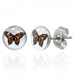 Clous d\'oreille acier logo Papillon