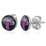 Clous d\'oreille acier logo Champignon