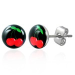 Clous d\'oreille acier logo Cerises