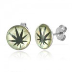 Clous d\'oreille acier logo Cannabis