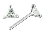 Clous d\'oreille argent Triangle Zirconium 4mm