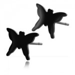 Clous d\'oreille acier noir Papillon