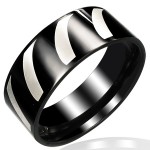 Anneau acier noir Zebra