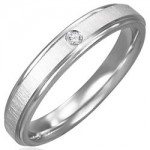 Anneau acier bross� 4mm Zirconium