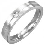 Anneau acier bi 4mm Zirconium