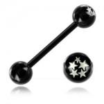 Barbell Acier Noir laser �toiles