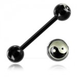 Barbell Acier Noir laser Yin Yang