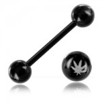 Barbell de langue acier noir Cannabis