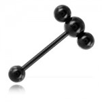 Barbell de langue acier noir mobile boules