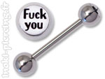 Barbell langue acier boule logo Fuck You