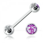 Barbell langue acier boule logo Ohm Violet