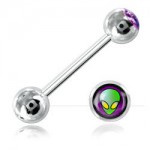 Barbell langue acier boule logo Alien