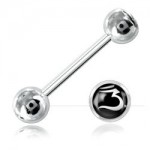 Barbell langue acier boule logo Ohm