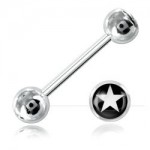 Barbell langue acier boule logo �toile Blanche
