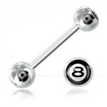 Barbell langue acier boule logo 8 Pool