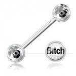 Barbell langue acier boule logo Bitch fond blanc
