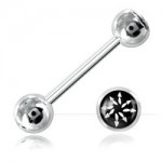 Barbell langue acier boule logo Rose des vents