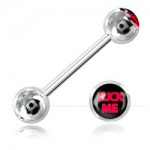 Barbell langue acier boule logo Fuck Me