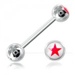 Barbell langue acier boule logo �toile Rouge