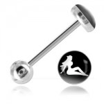Barbell de langue acier logo Sexy Lady fond noir