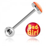 Barbell de langue acier logo Bad girl