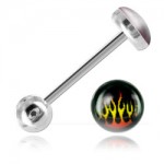 Barbell de langue acier logo Flammes Tribales