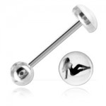 Barbell de langue acier logo Sexy Lady fond blanc