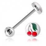 Barbell de langue acier logo Cerises
