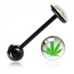Barbell de langue BioSafe logo Cannabis fond blanc