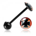 Barbell de langue BioSafe Croix de Malte fond rouge