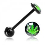 Barbell de langue BioSafe logo Cannabis fond noir