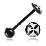 Barbell de langue BioSafe Croix de Malte blanche