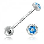 Barbell de langue Crystal Chic Fleur bleue